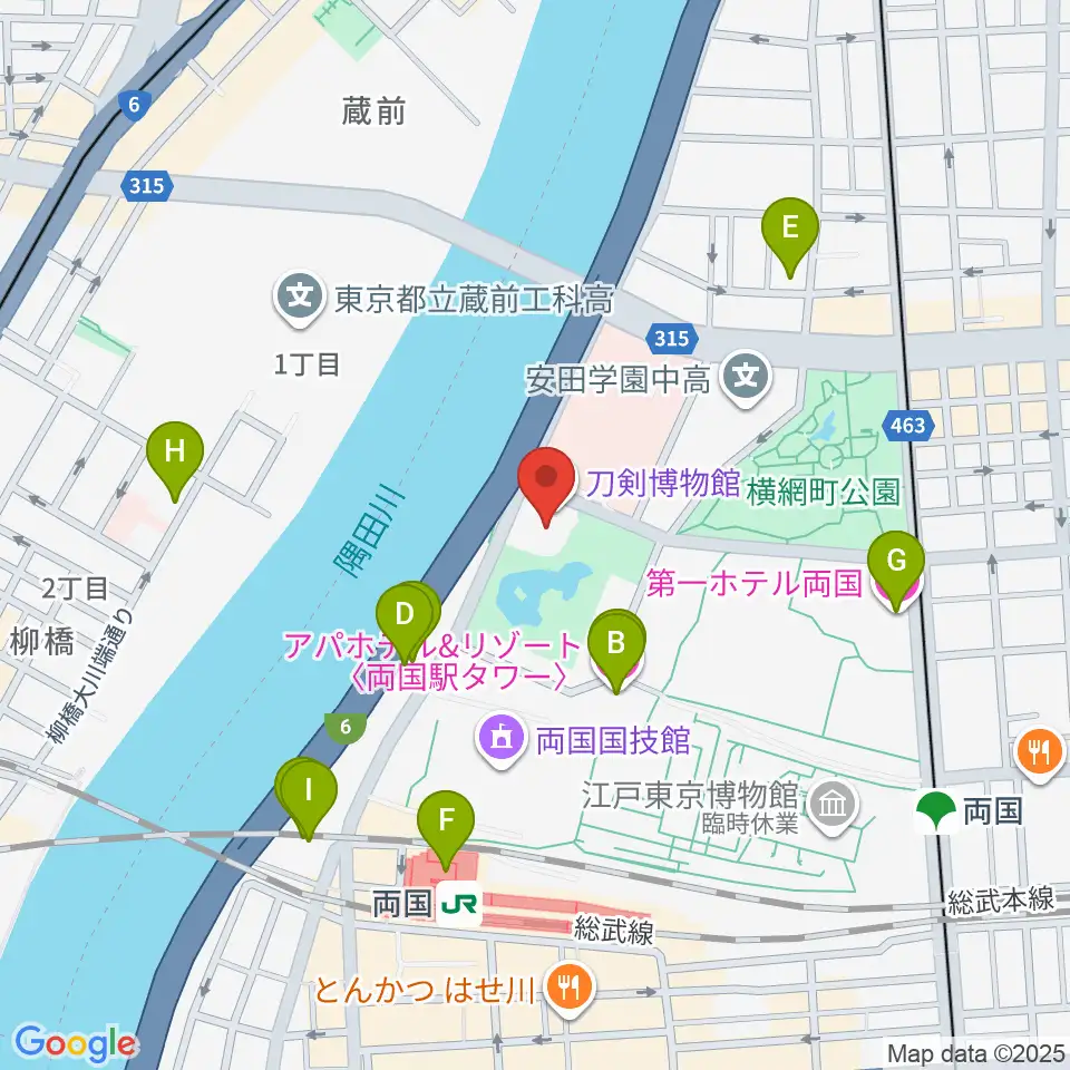 刀剣博物館周辺のホテル一覧地図