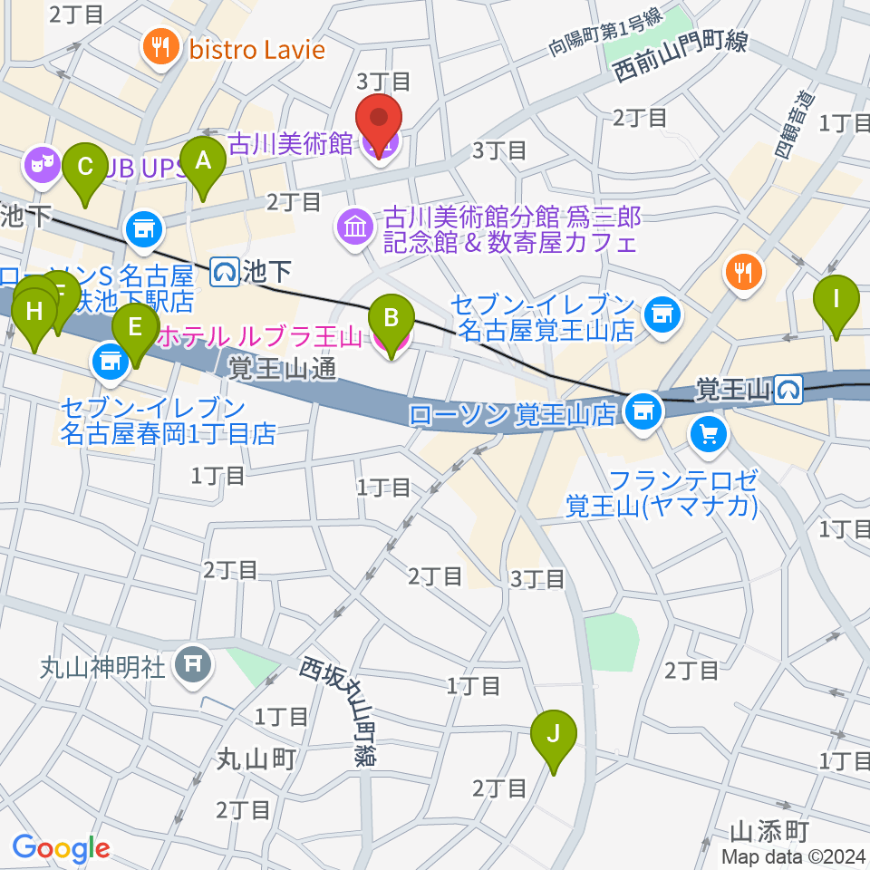 古川美術館周辺のホテル一覧地図