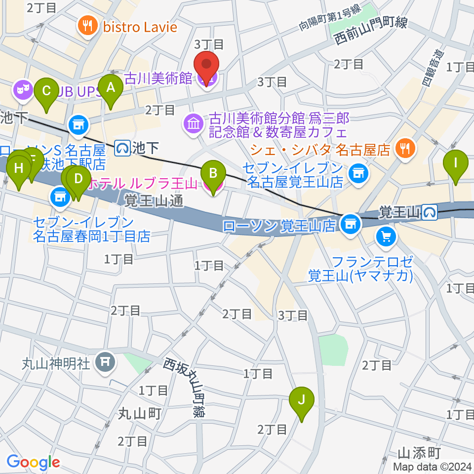 古川美術館周辺のホテル一覧地図