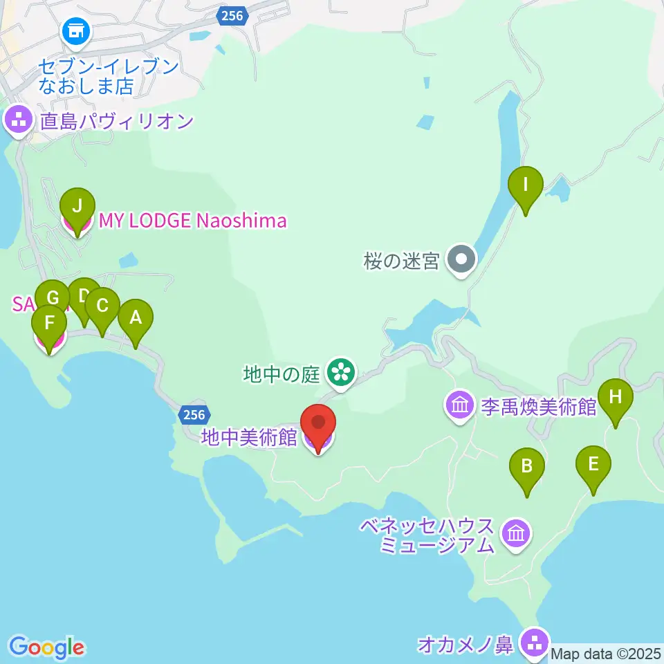直島・地中美術館周辺のホテル一覧地図