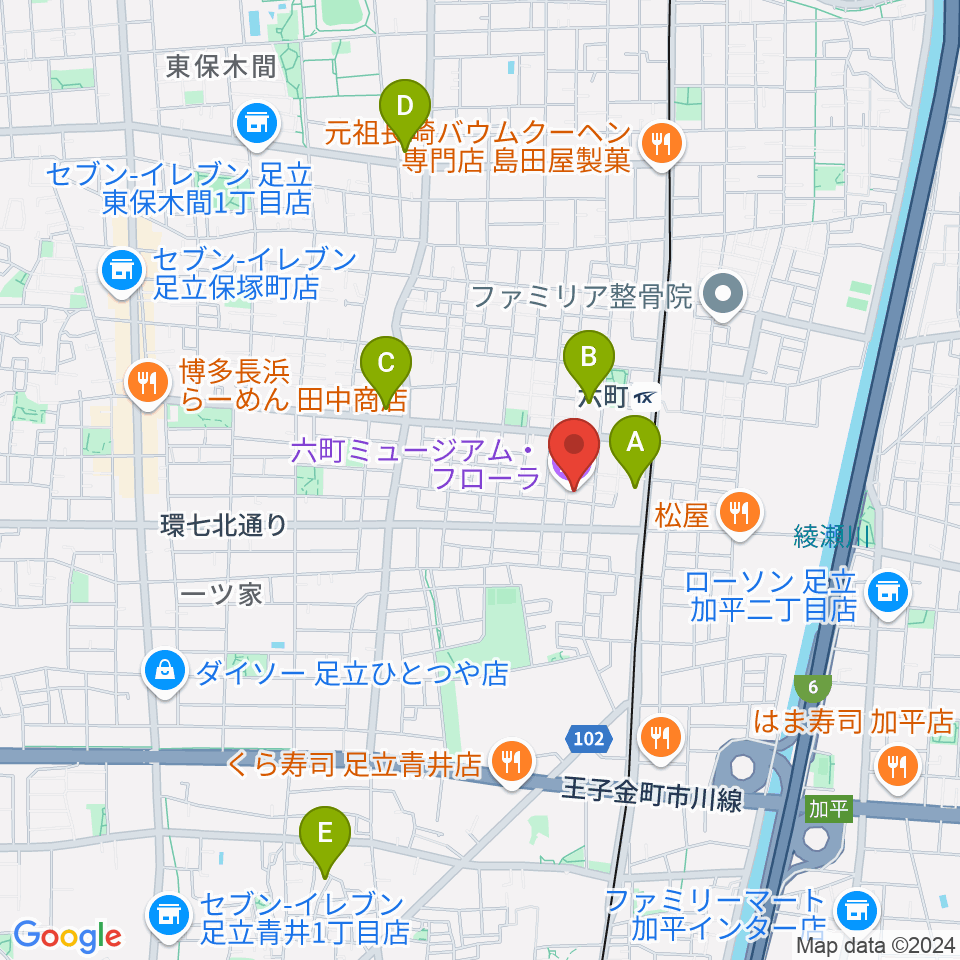 六町ミュージアムフローラ周辺のホテル一覧地図