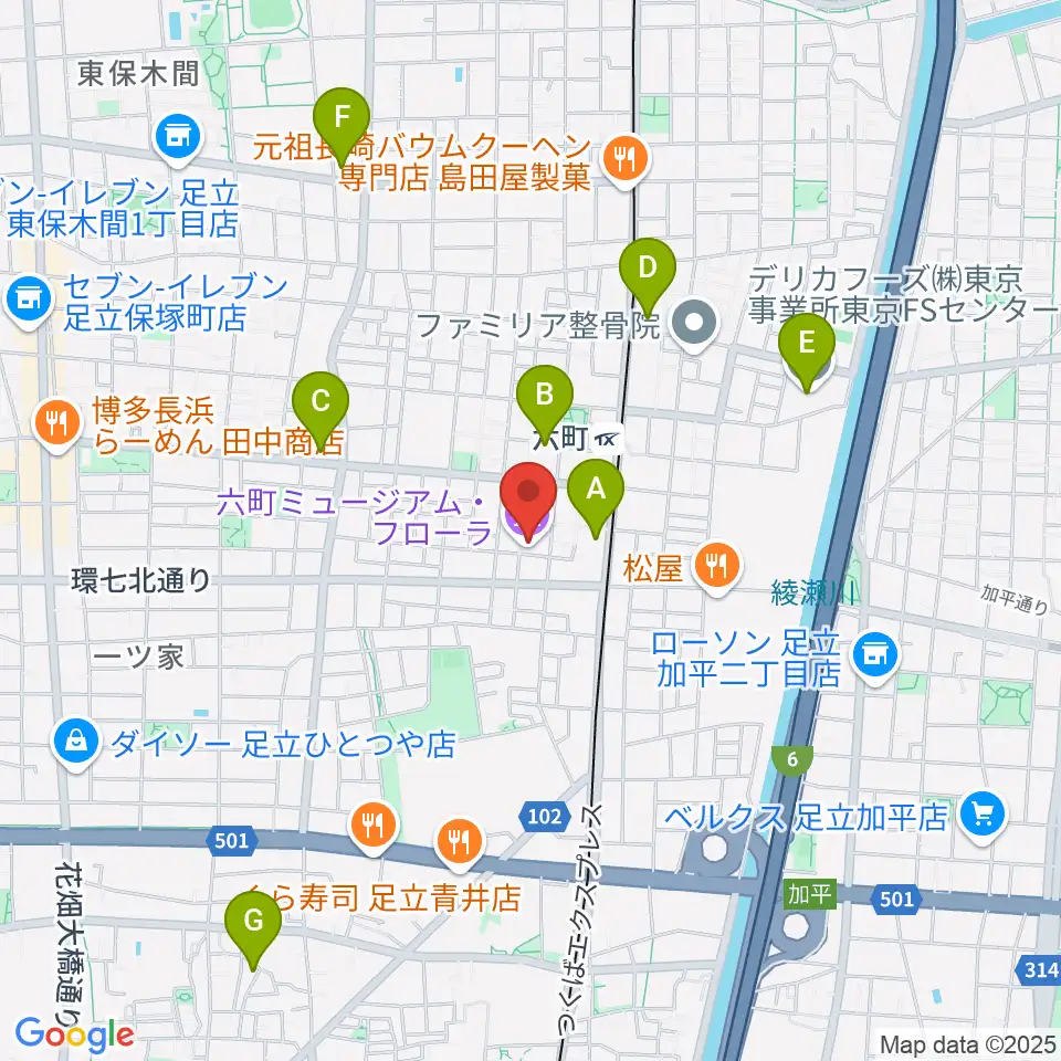 六町ミュージアムフローラ周辺のホテル一覧地図