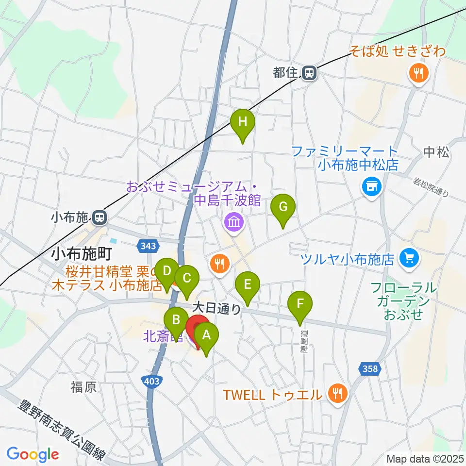 信州小布施北斎館周辺のホテル一覧地図