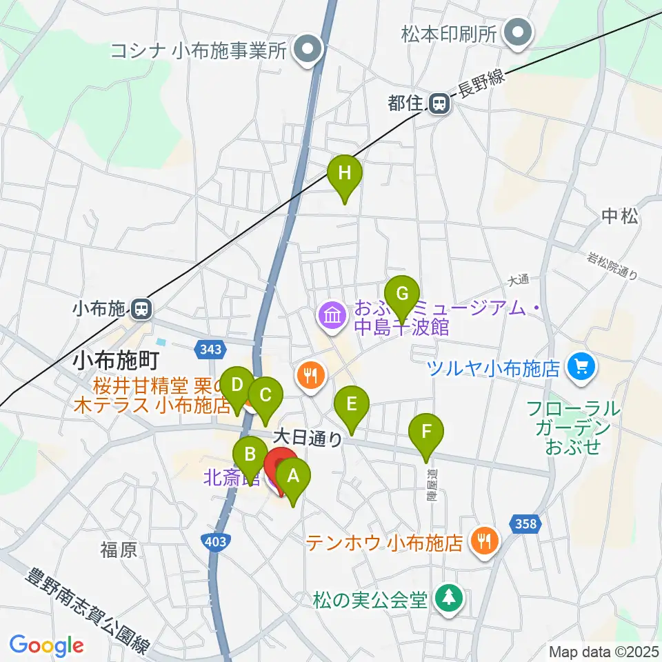 信州小布施北斎館周辺のホテル一覧地図
