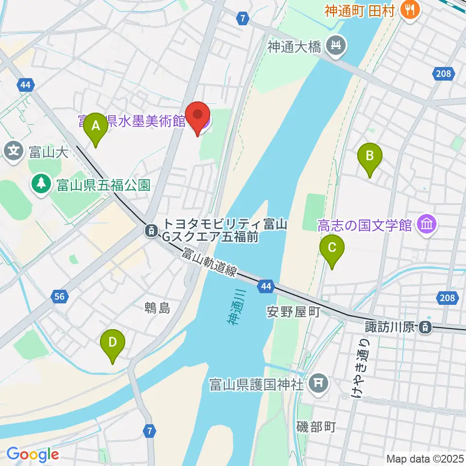 富山県水墨美術館周辺のホテル一覧地図