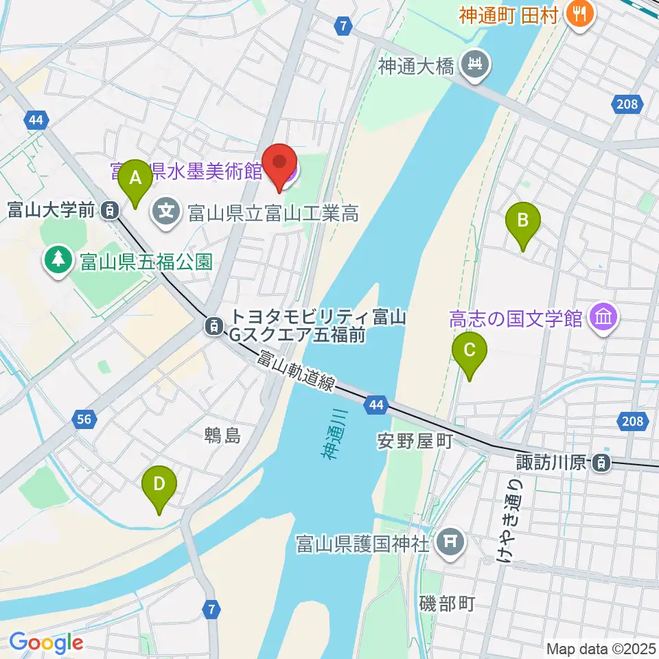富山県水墨美術館周辺のホテル一覧地図