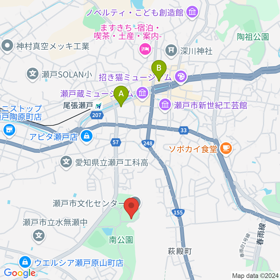 瀬戸市美術館周辺のホテル一覧地図