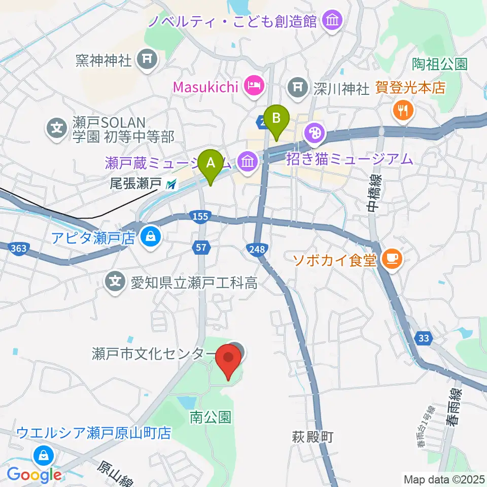 瀬戸市美術館周辺のホテル一覧地図