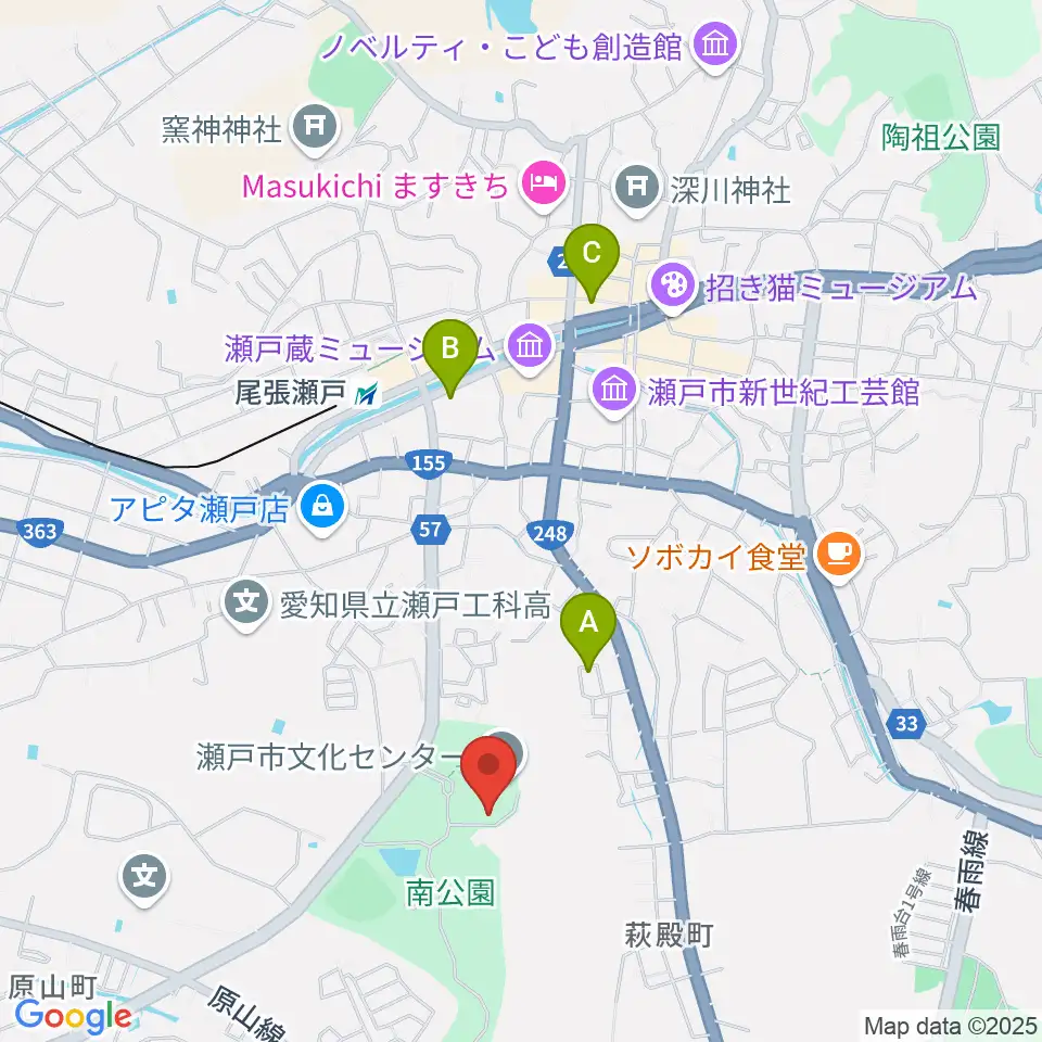 瀬戸市美術館周辺のホテル一覧地図