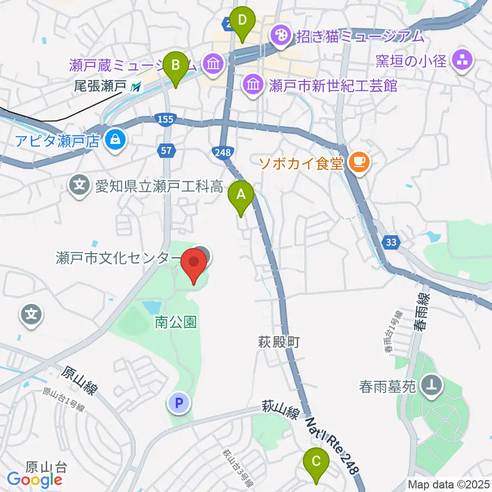 瀬戸市美術館周辺のホテル一覧地図