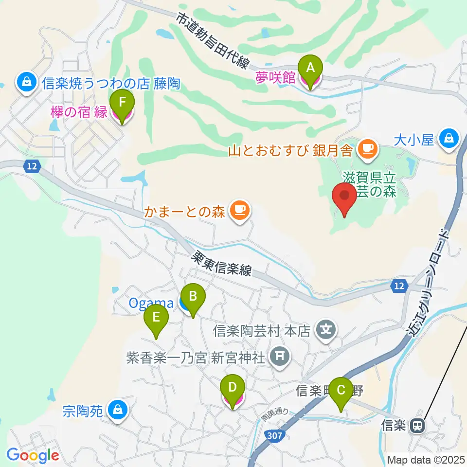 滋賀県立陶芸の森周辺のホテル一覧地図