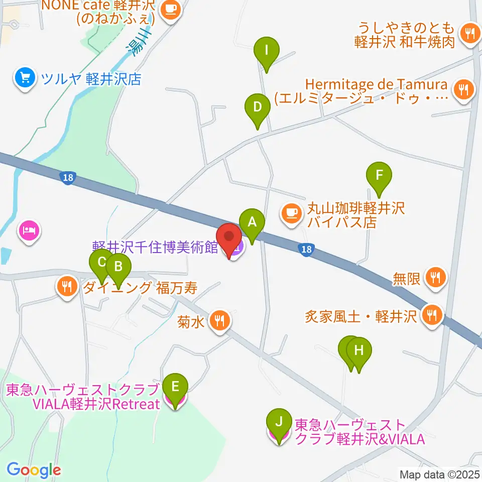 軽井沢千住博美術館周辺のホテル一覧地図