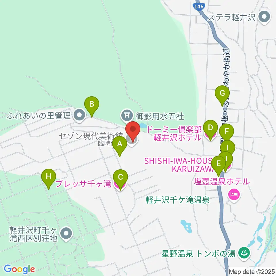 セゾン現代美術館周辺のホテル一覧地図