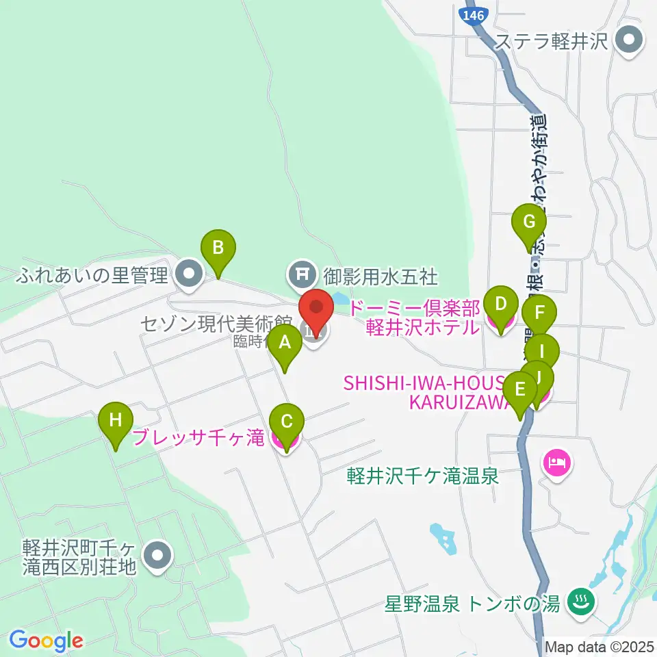 セゾン現代美術館周辺のホテル一覧地図