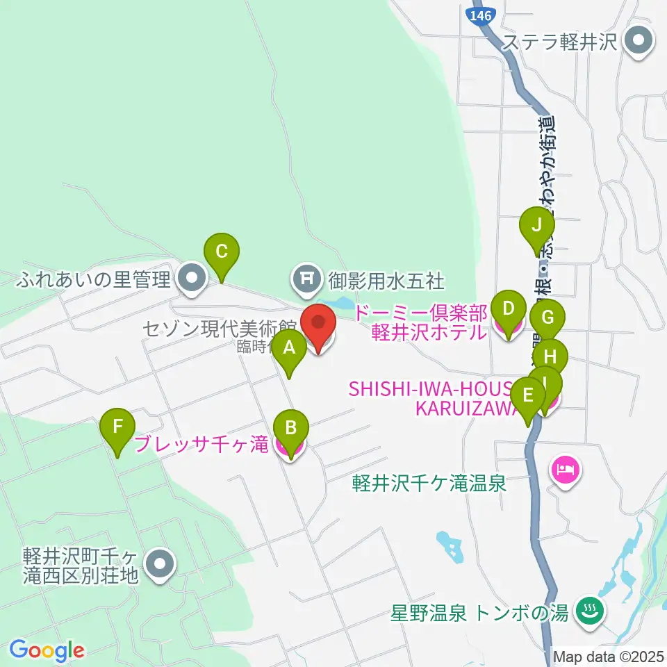 セゾン現代美術館周辺のホテル一覧地図