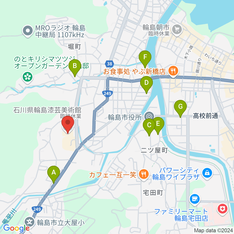 石川県輪島漆芸美術館周辺のホテル一覧地図