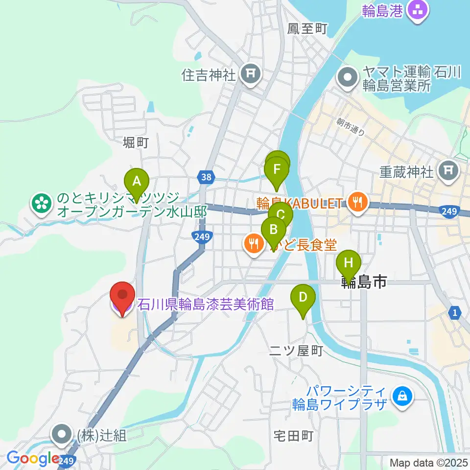 石川県輪島漆芸美術館周辺のホテル一覧地図