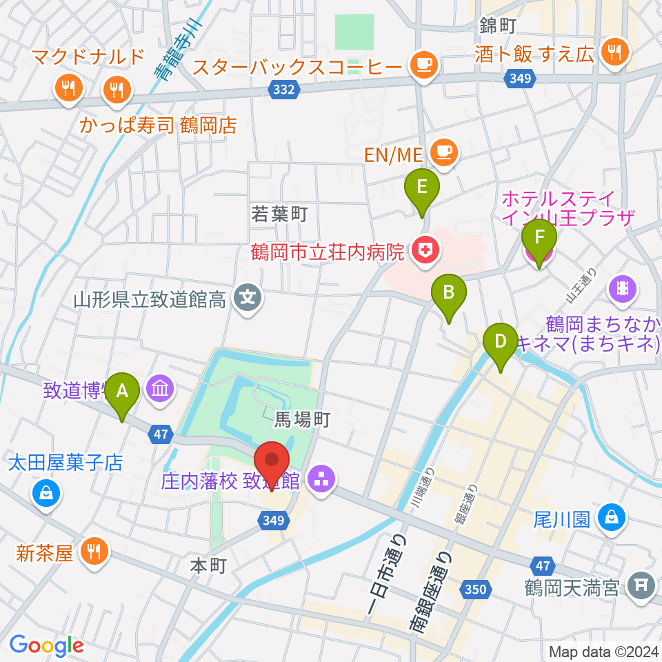 鶴岡アートフォーラム周辺のホテル一覧地図