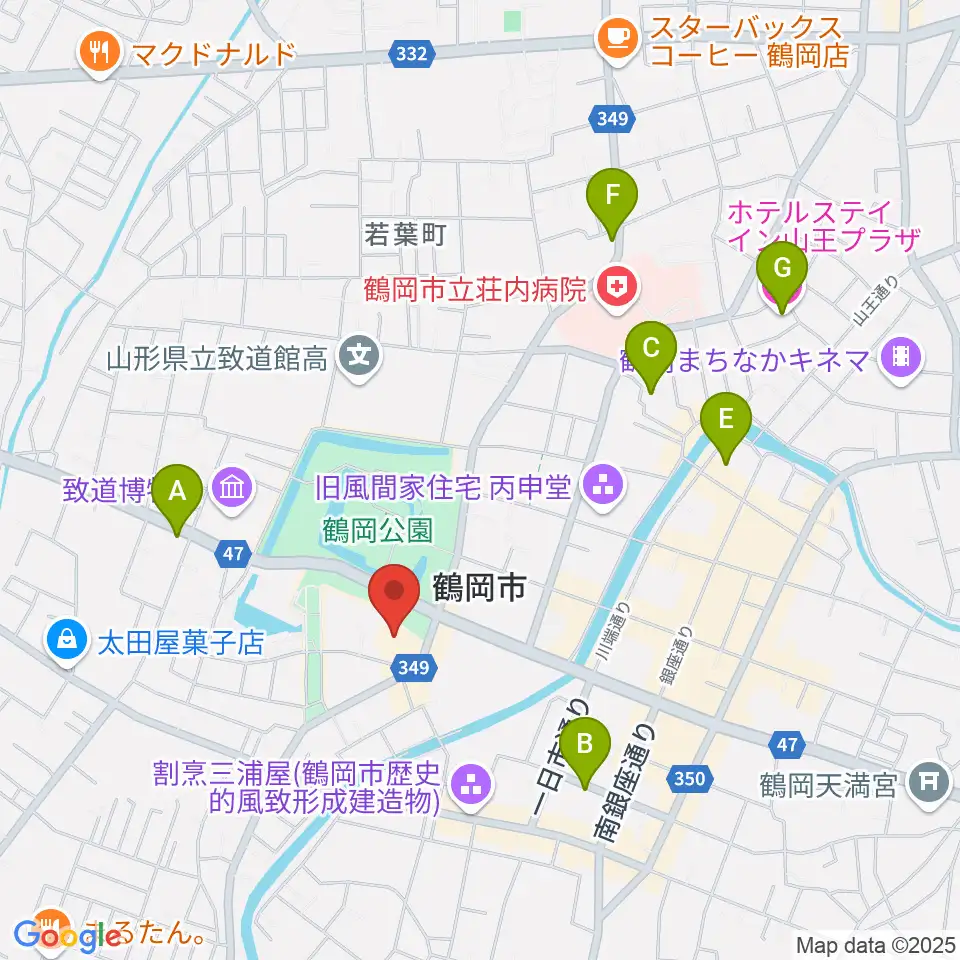 鶴岡アートフォーラム周辺のホテル一覧地図