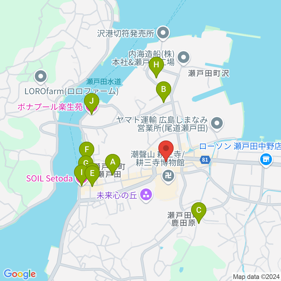 平山郁夫美術館周辺のホテル一覧地図