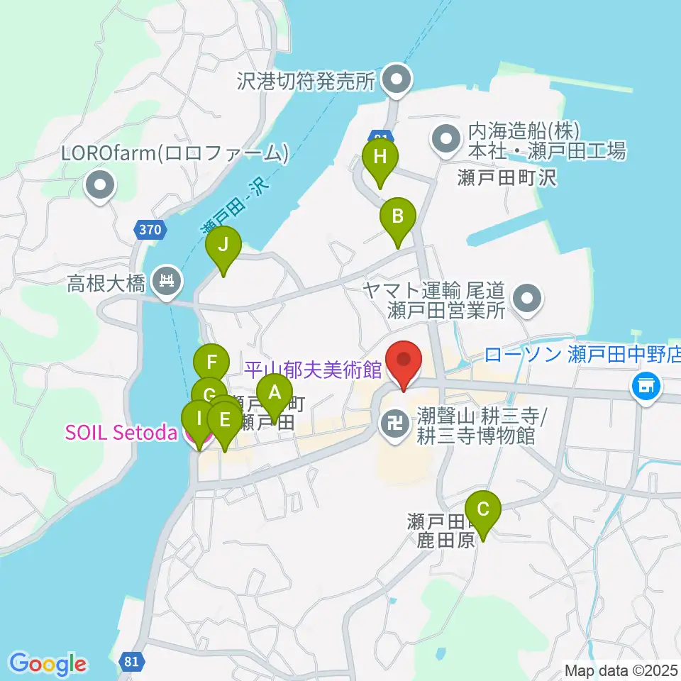 平山郁夫美術館周辺のホテル一覧地図