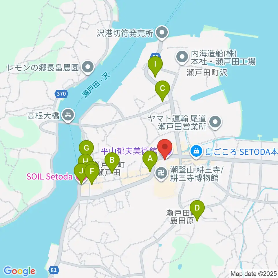 平山郁夫美術館周辺のホテル一覧地図