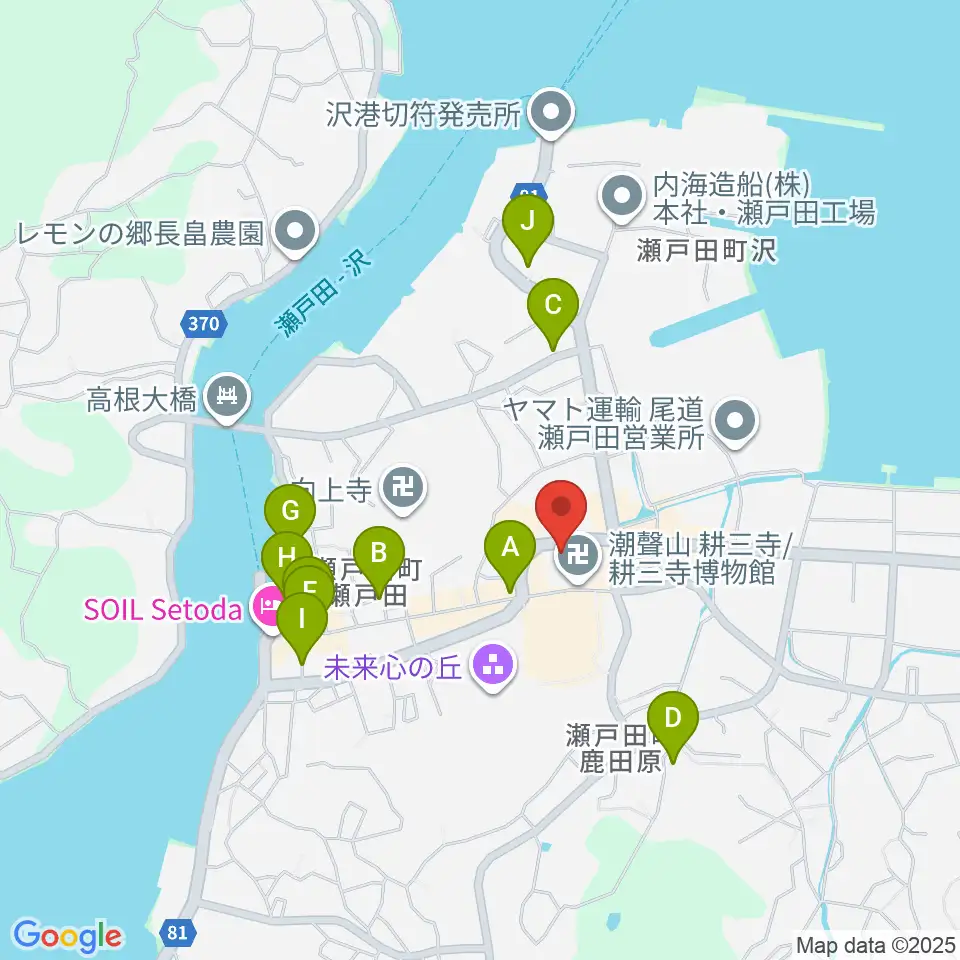 平山郁夫美術館周辺のホテル一覧地図