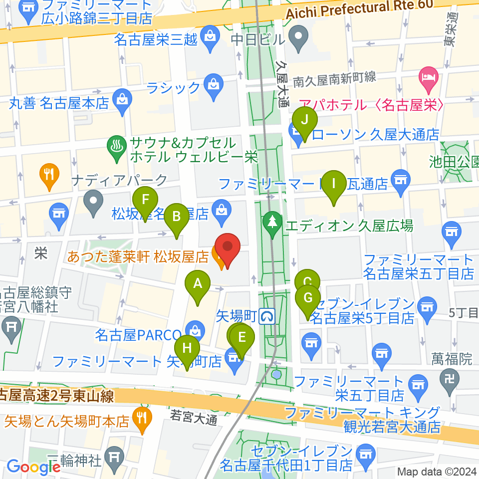 松坂屋美術館周辺のホテル一覧地図