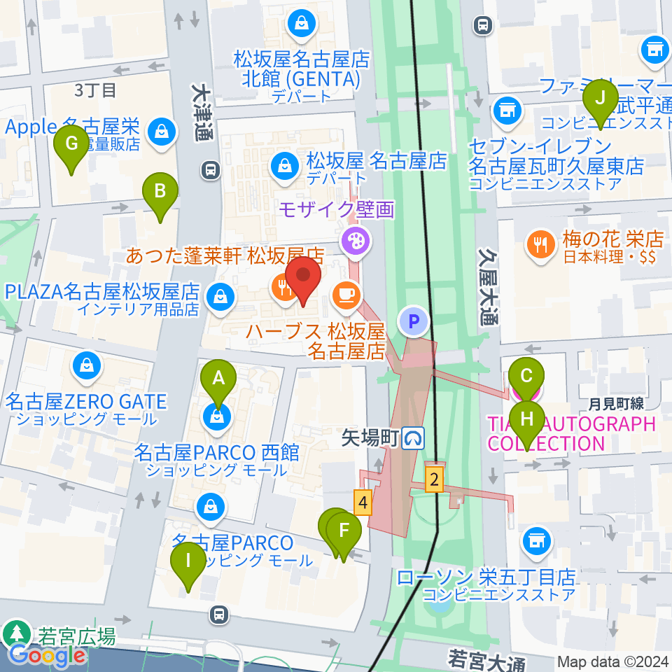 松坂屋美術館周辺のホテル一覧地図