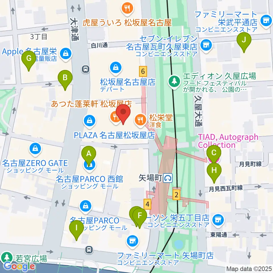 松坂屋美術館周辺のホテル一覧地図