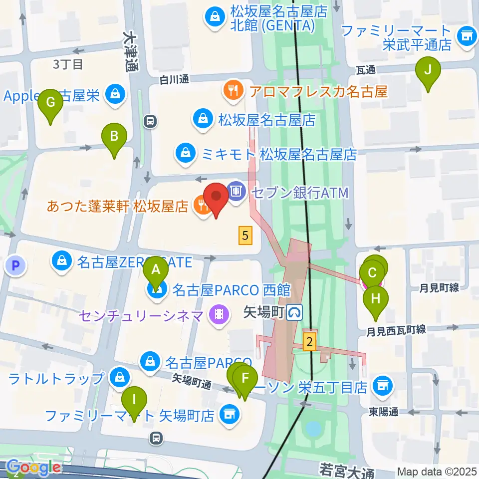 松坂屋美術館周辺のホテル一覧地図