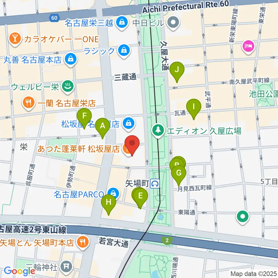 松坂屋美術館周辺のホテル一覧地図