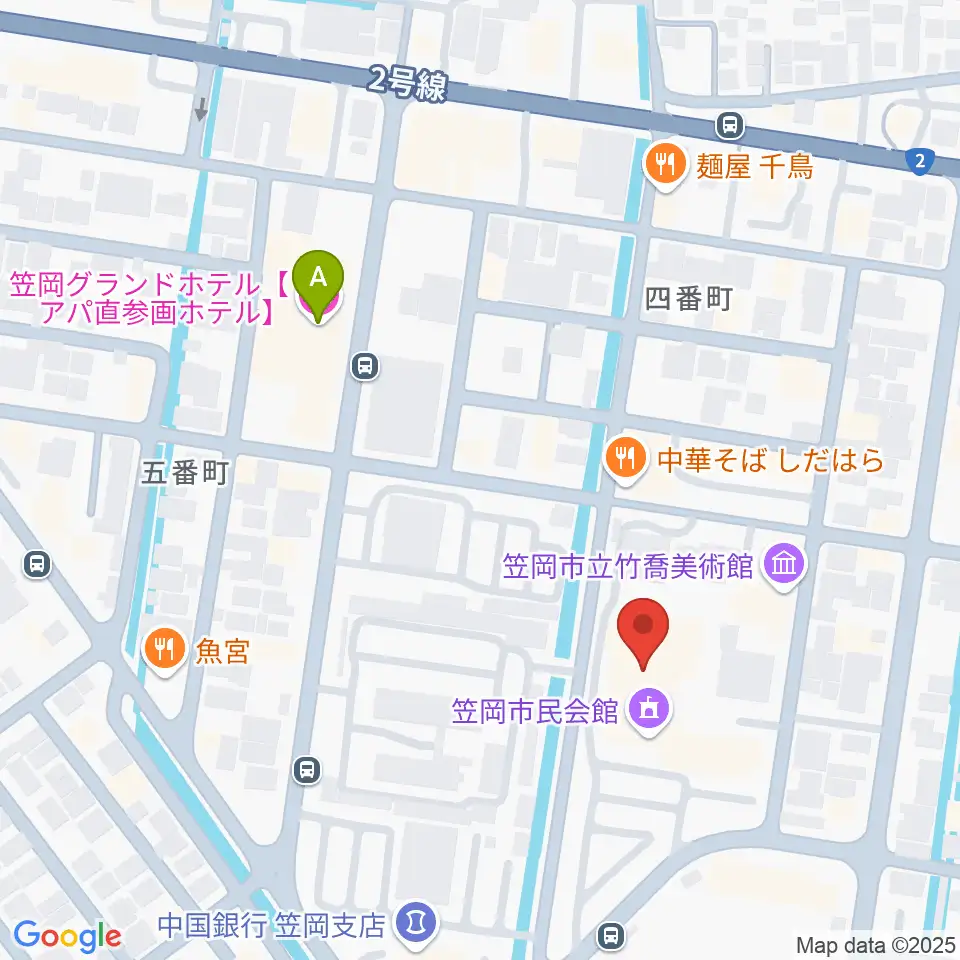 笠岡市民会館周辺のホテル一覧地図