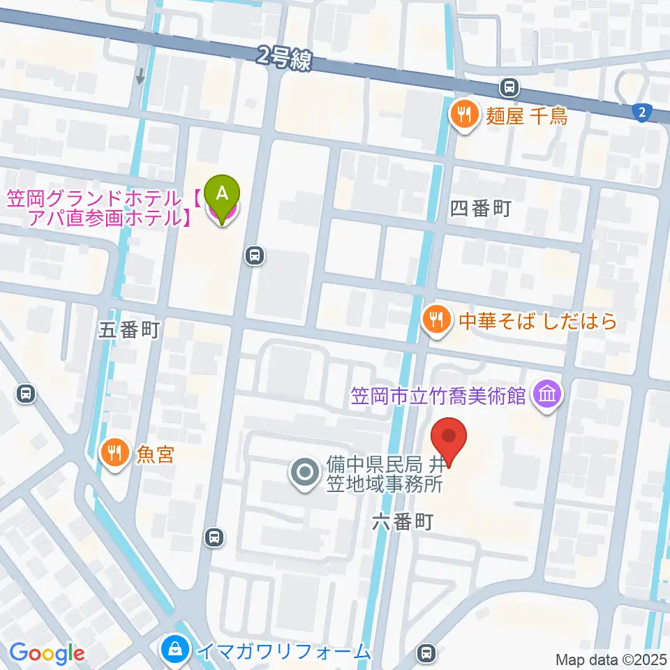 笠岡市民会館周辺のホテル一覧地図