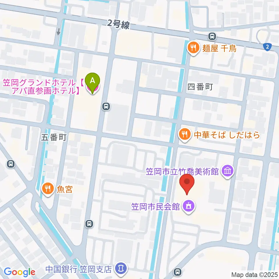 笠岡市民会館周辺のホテル一覧地図