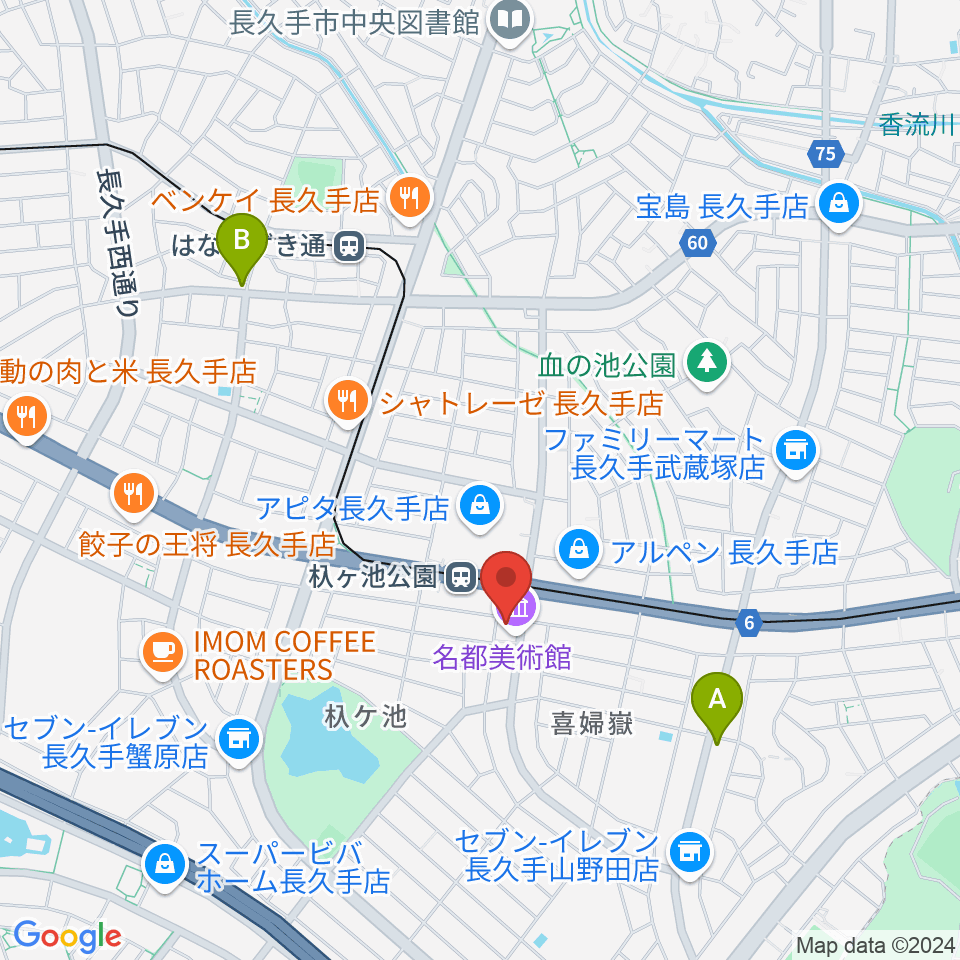 名都美術館周辺のホテル一覧地図