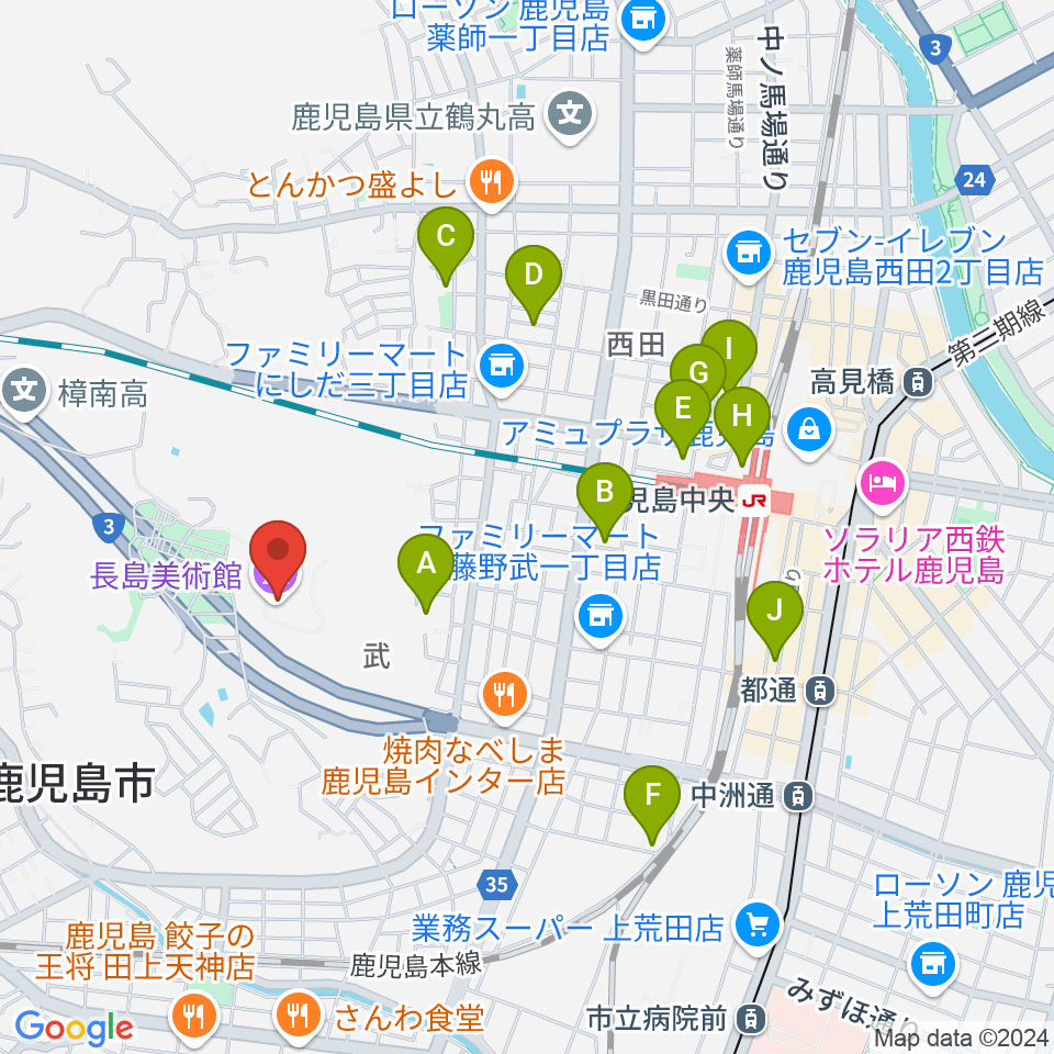 長島美術館周辺のホテル一覧地図