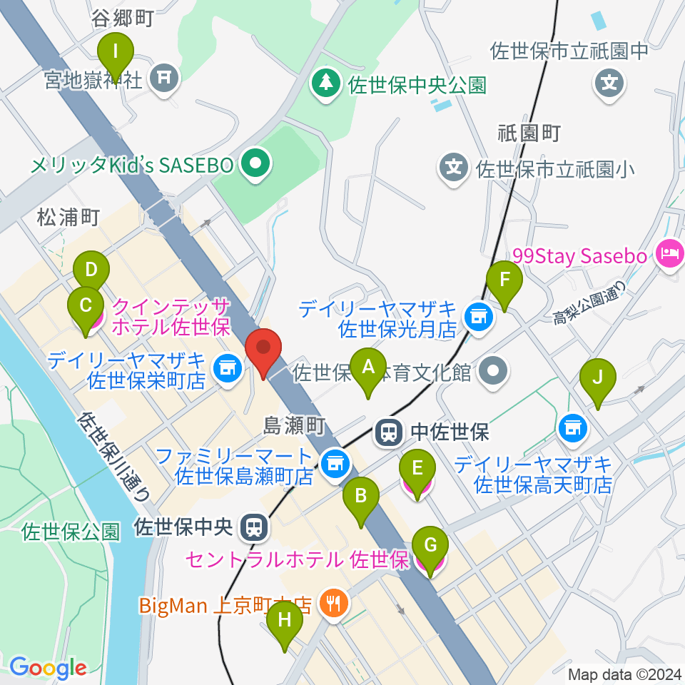 佐世保市博物館島瀬美術センター周辺のホテル一覧地図