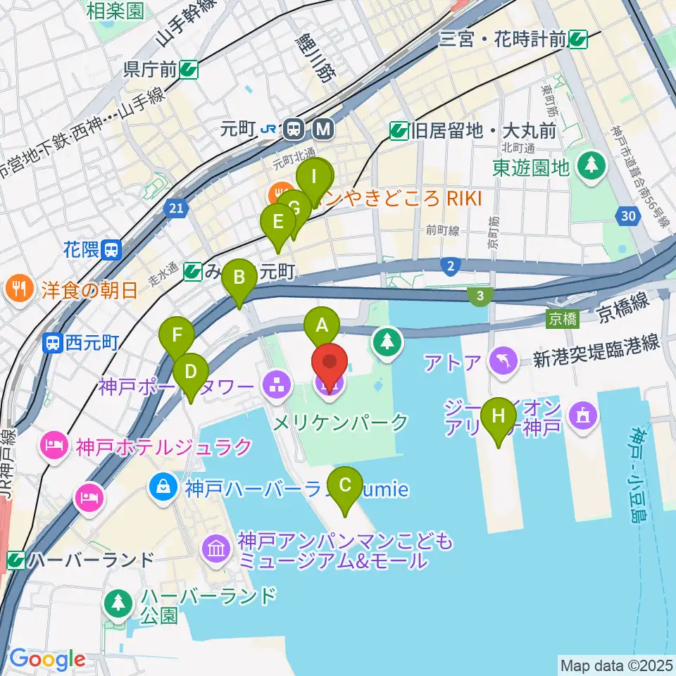 神戸海洋博物館周辺のホテル一覧地図
