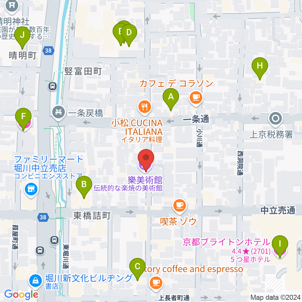 樂美術館周辺のホテル一覧地図