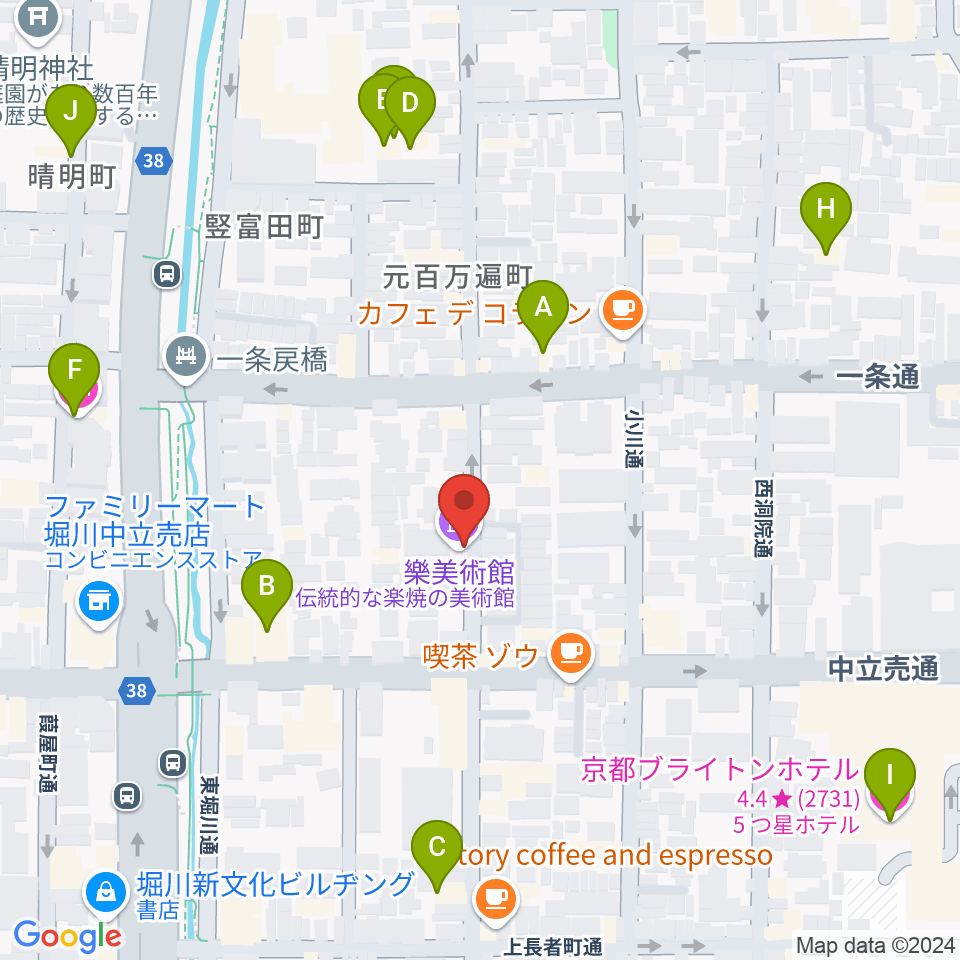 樂美術館周辺のホテル一覧地図