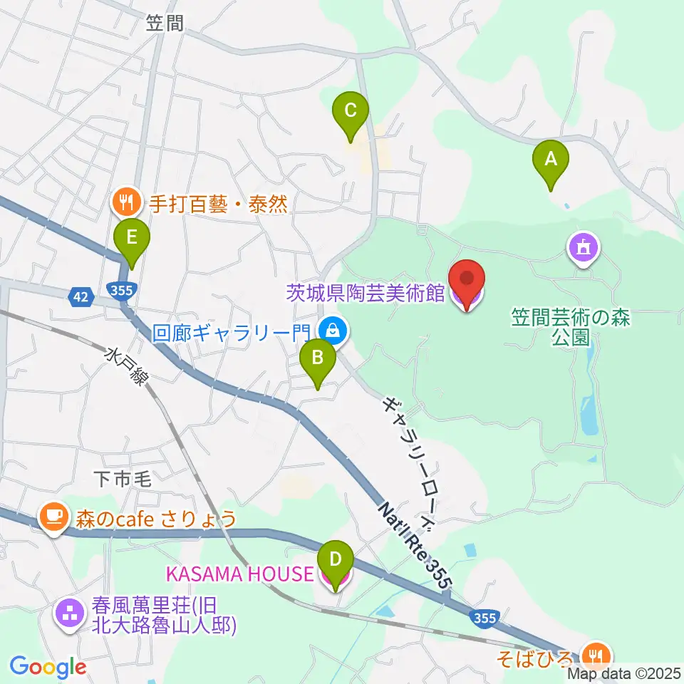 茨城県陶芸美術館周辺のホテル一覧地図