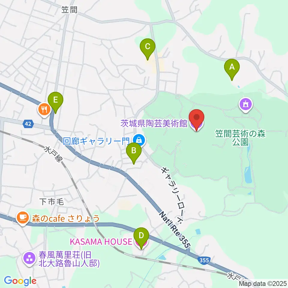 茨城県陶芸美術館周辺のホテル一覧地図