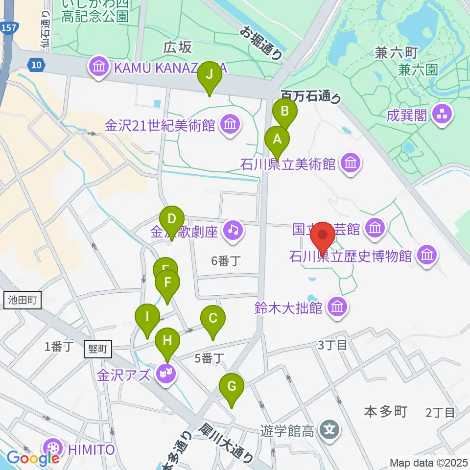 金沢市立中村記念美術館周辺のホテル一覧地図