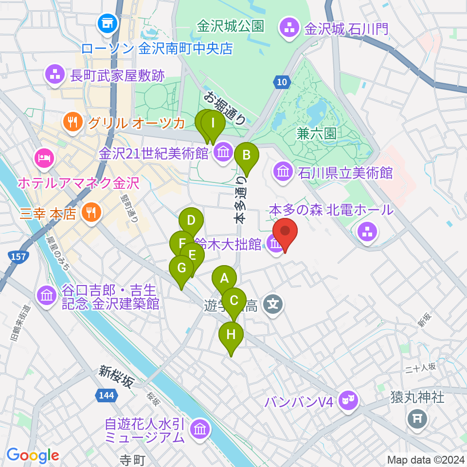 鈴木大拙館周辺のホテル一覧地図