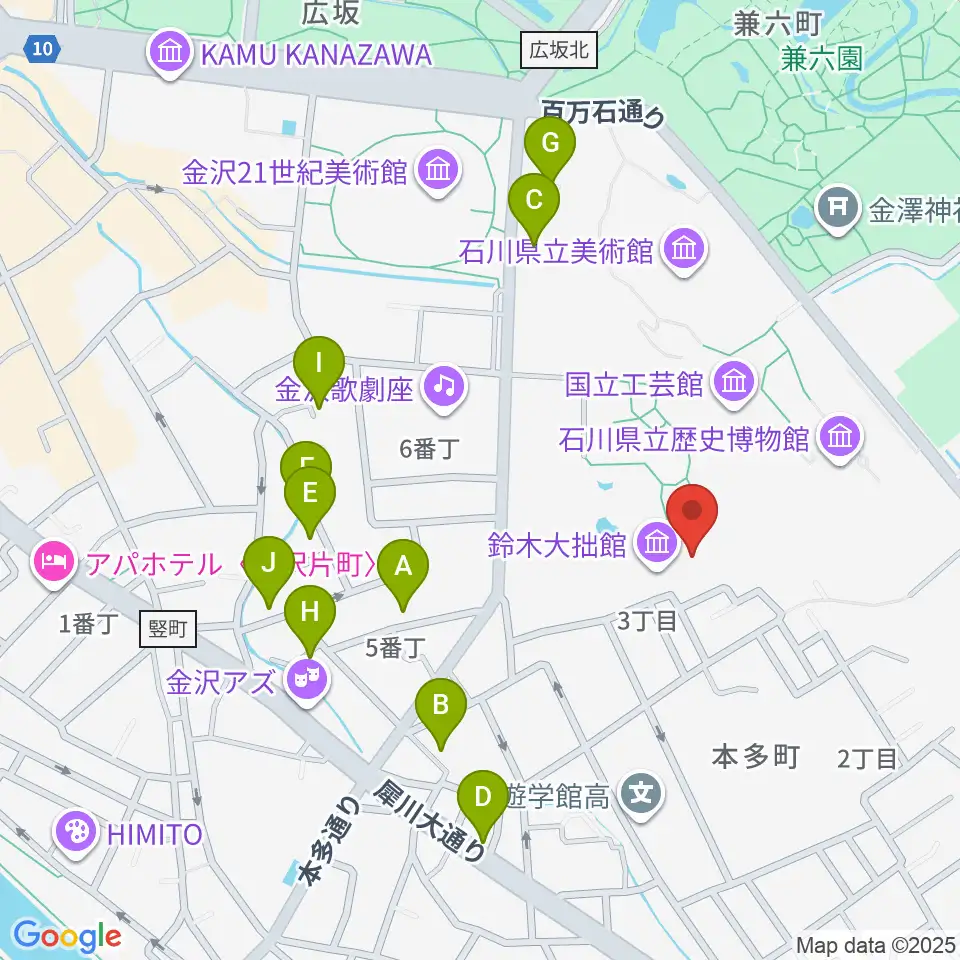 鈴木大拙館周辺のホテル一覧地図