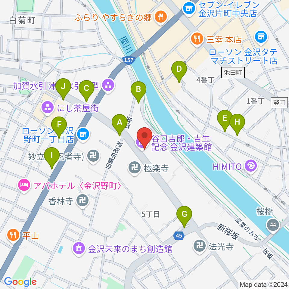 谷口吉郎・吉生記念金沢建築館周辺のホテル一覧地図