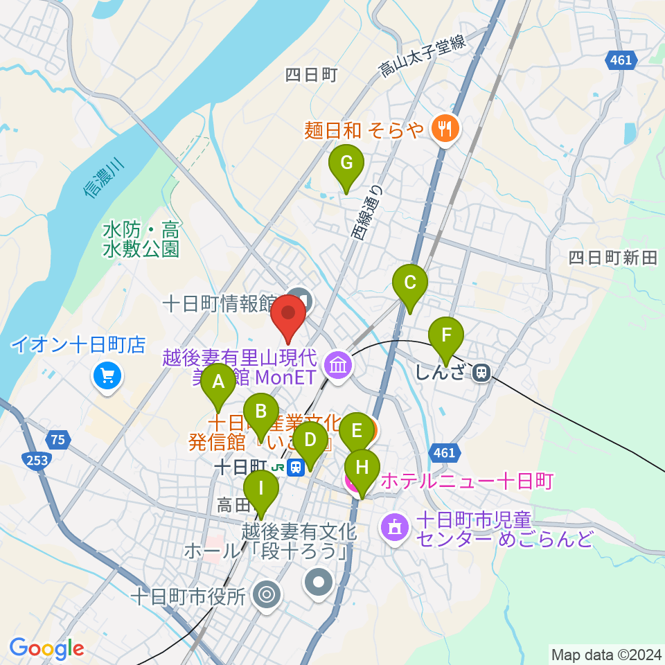 十日町市博物館周辺のホテル一覧地図