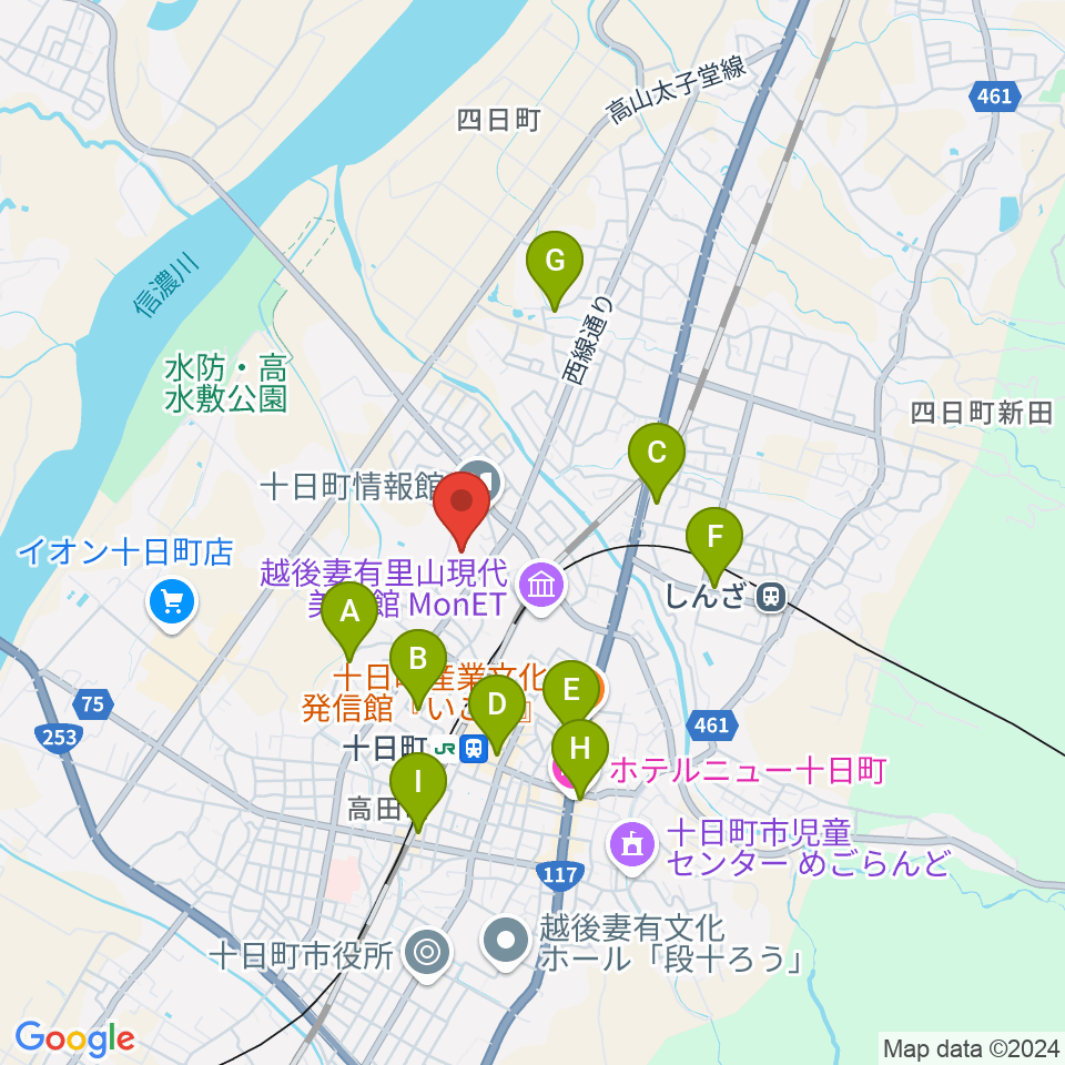 十日町市博物館周辺のホテル一覧地図