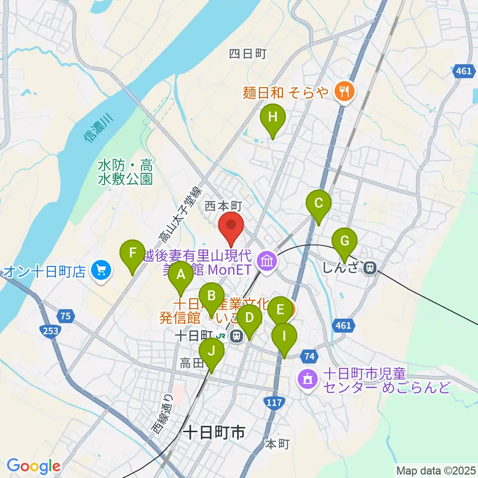 十日町市博物館周辺のホテル一覧地図